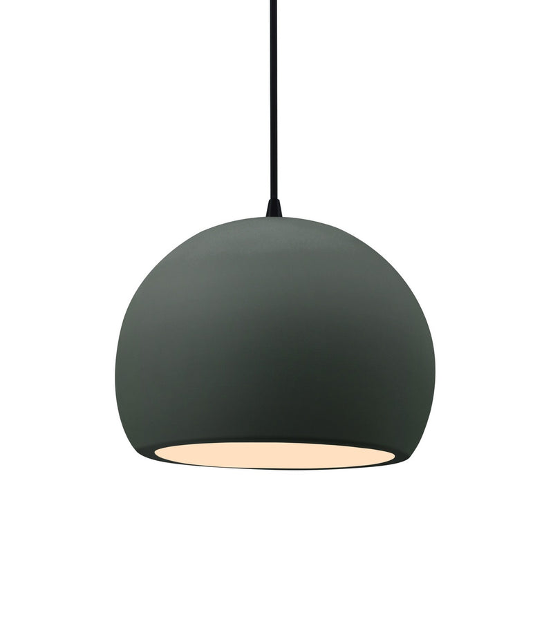Justice Designs CER-6530-PWGN-MBLK-BKCD One Light Pendant, Pewter Green