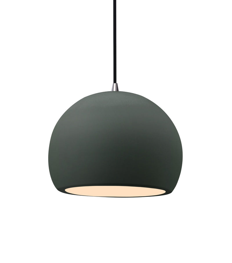 Justice Designs CER-6530-PWGN-NCKL-BKCD One Light Pendant, Pewter Green