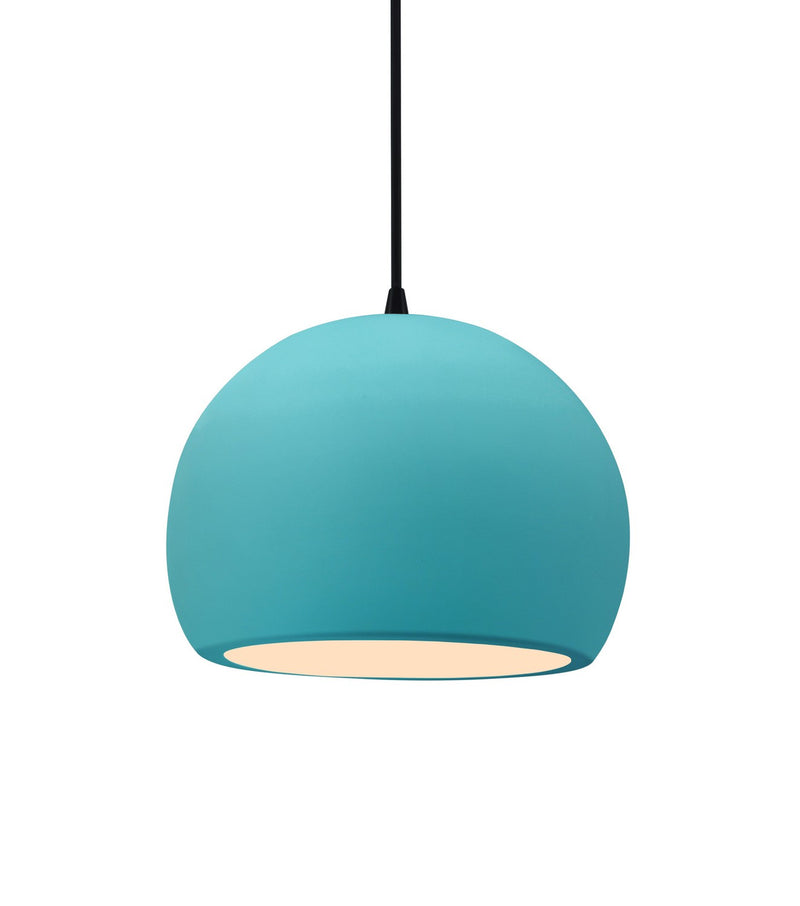 Justice Designs CER-6530-RFPL-MBLK-BKCD One Light Pendant, Reflecting Pool