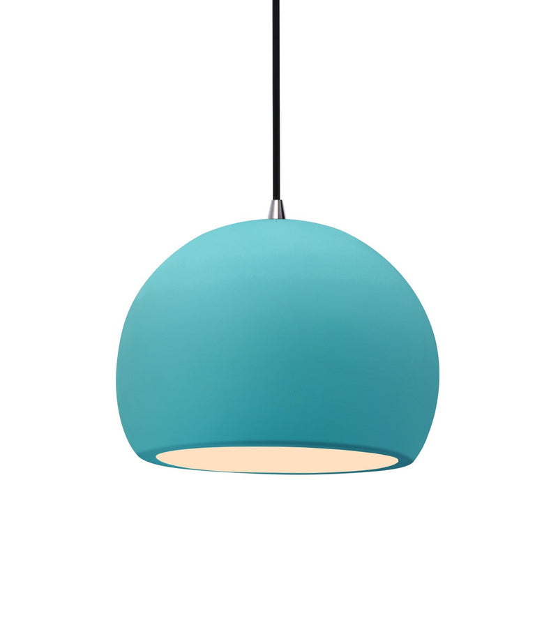 Justice Designs CER-6530-RFPL-NCKL-BKCD One Light Pendant, Reflecting Pool