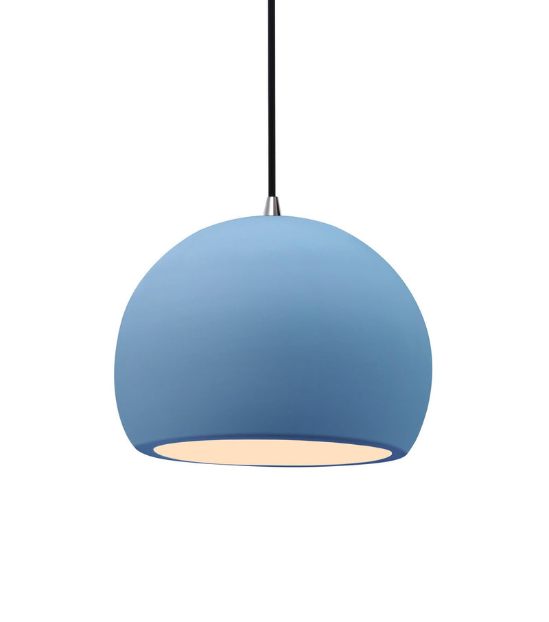 Justice Designs CER-6530-SKBL-NCKL-BKCD One Light Pendant, Sky Blue