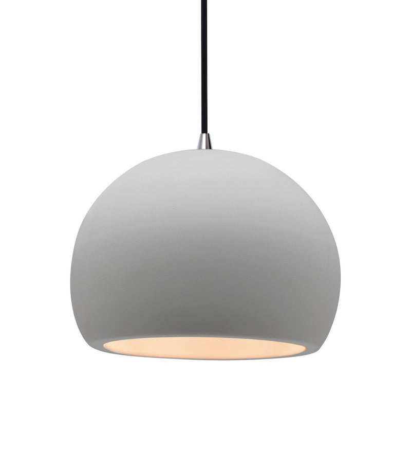 Justice Designs CER-6533-BIS-NCKL-BKCD One Light Pendant, Bisque