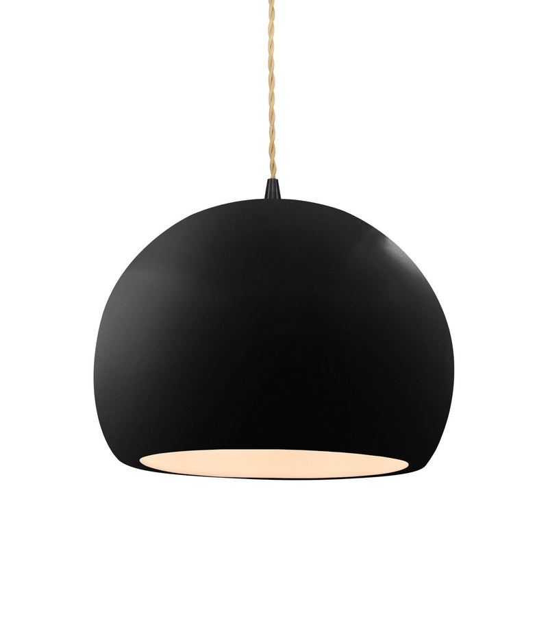 Justice Designs CER-6533-BKMT-MBLK-BEIG-TWST One Light Pendant, Gloss Black w/ Matte White