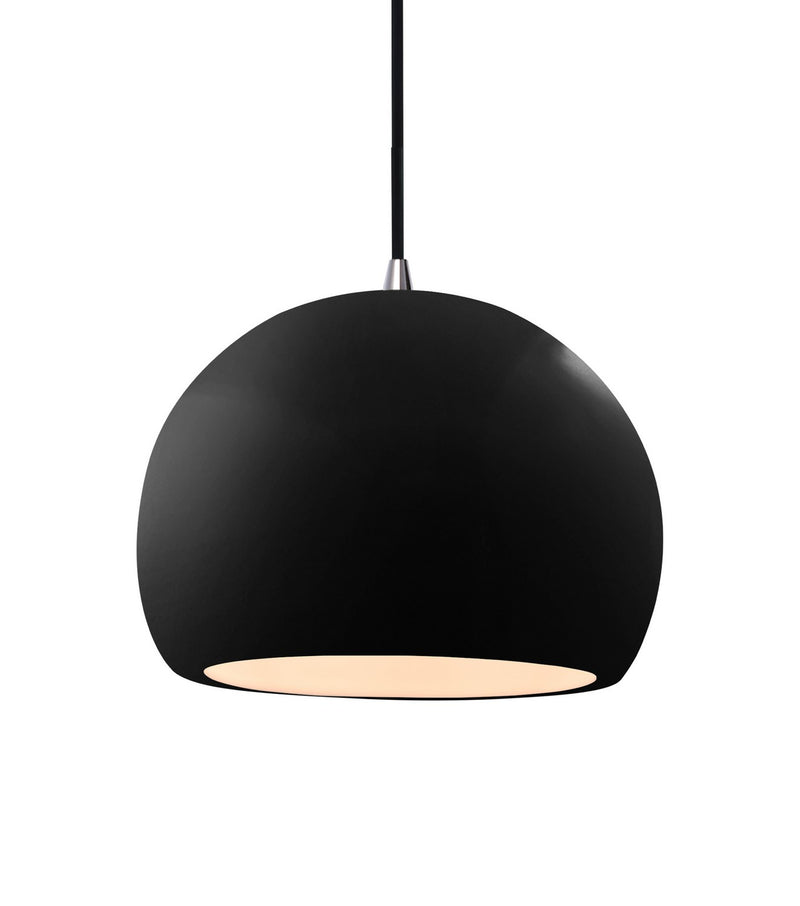 Justice Designs CER-6533-BKMT-NCKL-BKCD One Light Pendant, Gloss Black w/ Matte White