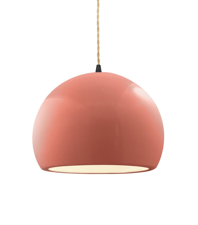 Justice Designs CER-6533-BSH-MBLK-BEIG-TWST One Light Pendant, Gloss Blush