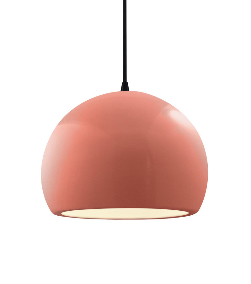 Justice Designs CER-6533-BSH-MBLK-BKCD One Light Pendant, Gloss Blush
