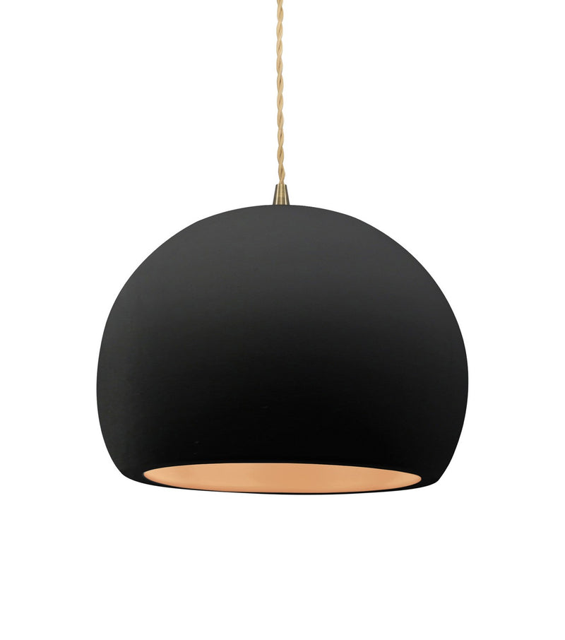 Justice Designs CER-6533-CBGD-ABRS-BEIG-TWST One Light Pendant, Carbon Matte Black w/ Champagne Gold