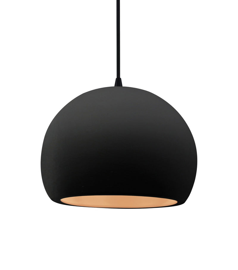 Justice Designs CER-6533-CBGD-MBLK-BKCD One Light Pendant, Carbon Matte Black w/ Champagne Gold
