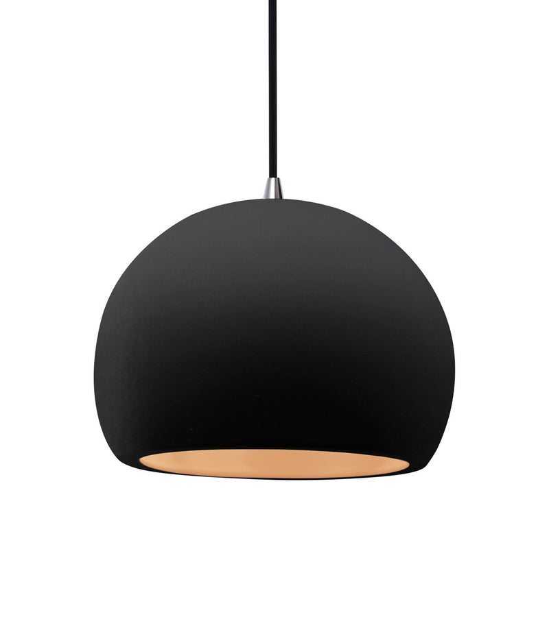 Justice Designs CER-6533-CBGD-NCKL-BKCD One Light Pendant, Carbon Matte Black w/ Champagne Gold