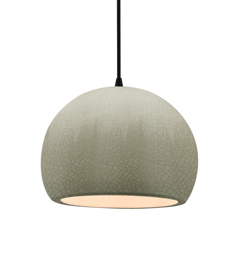 Justice Designs CER-6533-CKC-MBLK-BKCD One Light Pendant, Celadon Green Crackle