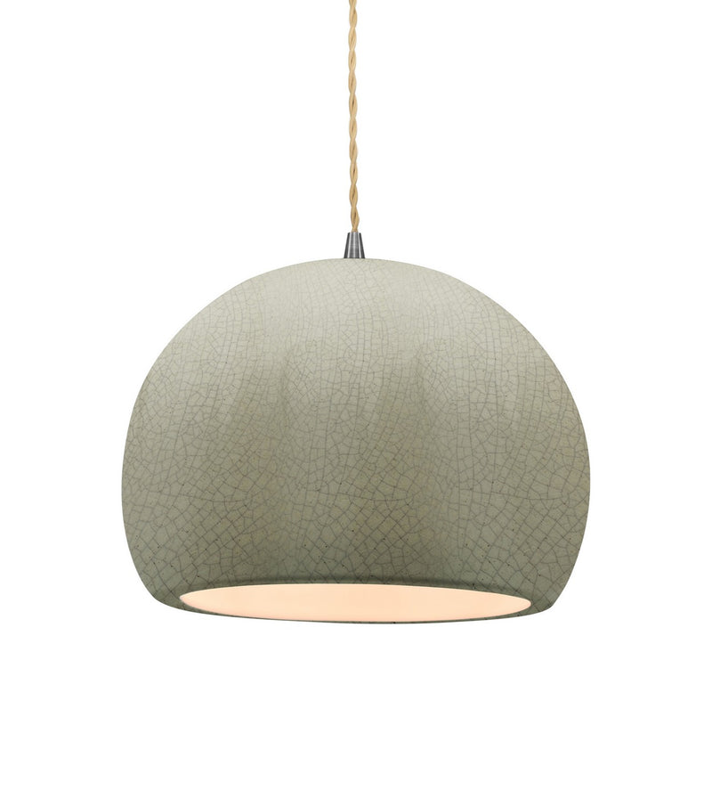 Justice Designs CER-6533-CKC-NCKL-BEIG-TWST One Light Pendant, Celadon Green Crackle