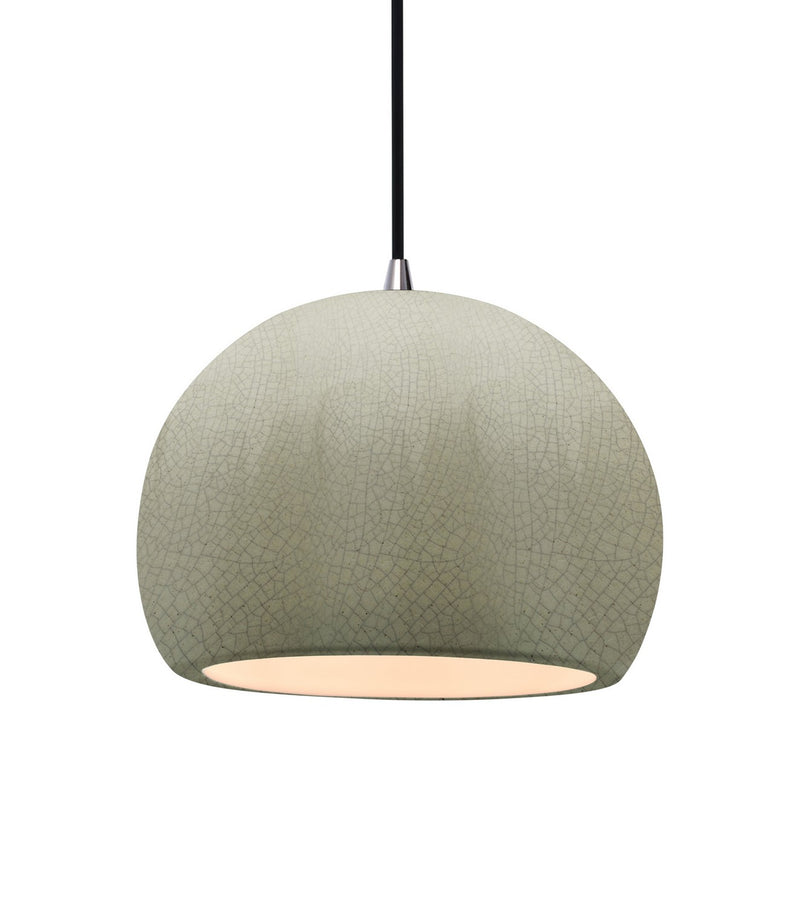 Justice Designs CER-6533-CKC-NCKL-BKCD One Light Pendant, Celadon Green Crackle