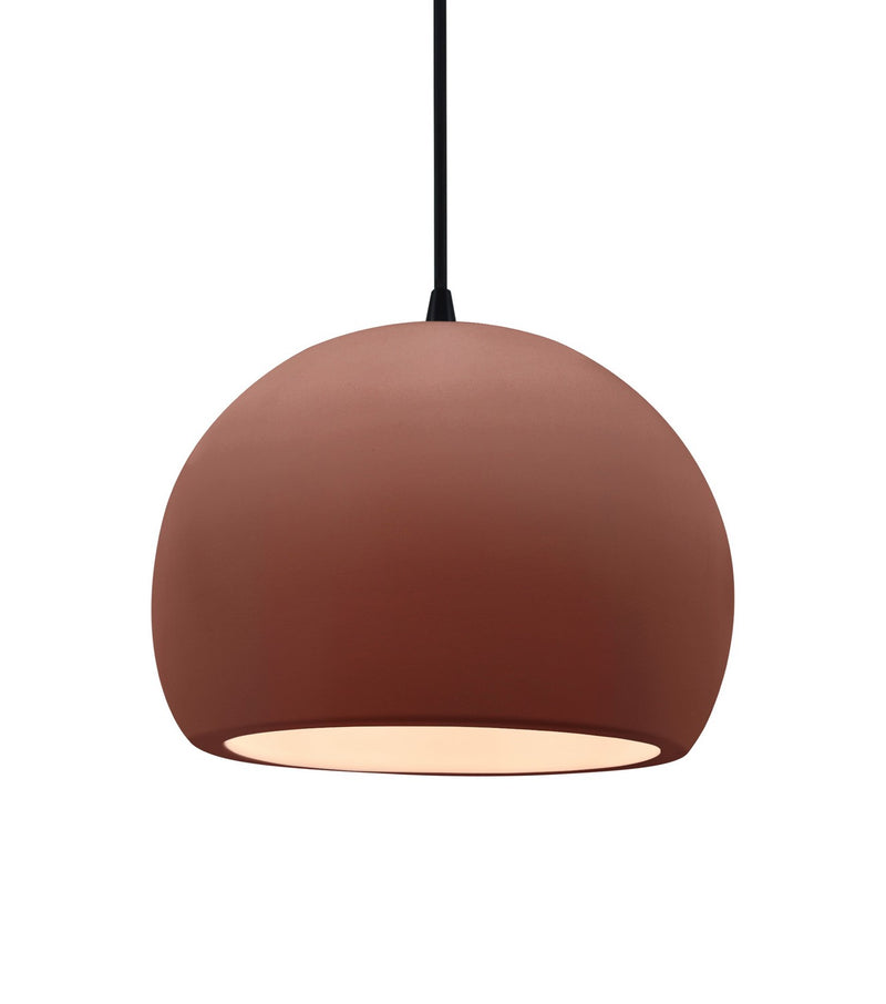 Justice Designs CER-6533-CLAY-MBLK-BKCD One Light Pendant, Canyon Clay