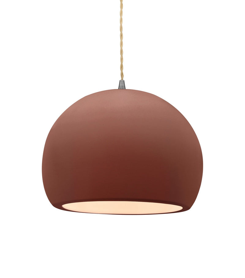Justice Designs CER-6533-CLAY-NCKL-BEIG-TWST One Light Pendant, Canyon Clay