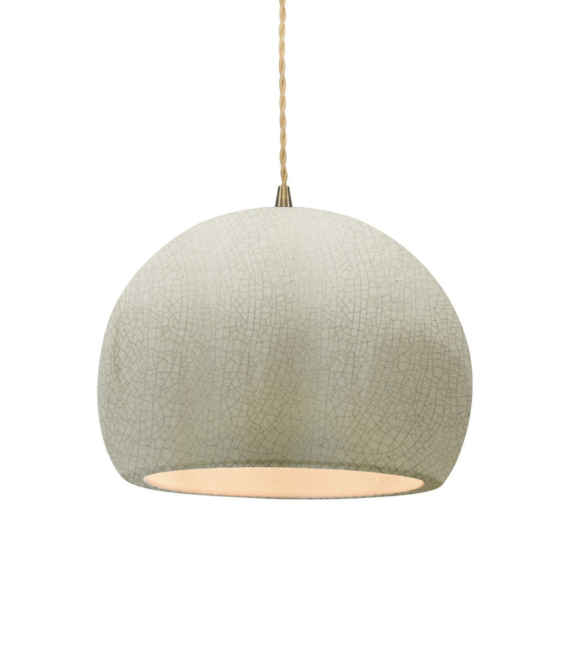 Justice Designs CER-6533-CRK-ABRS-BEIG-TWST One Light Pendant, White Crackle