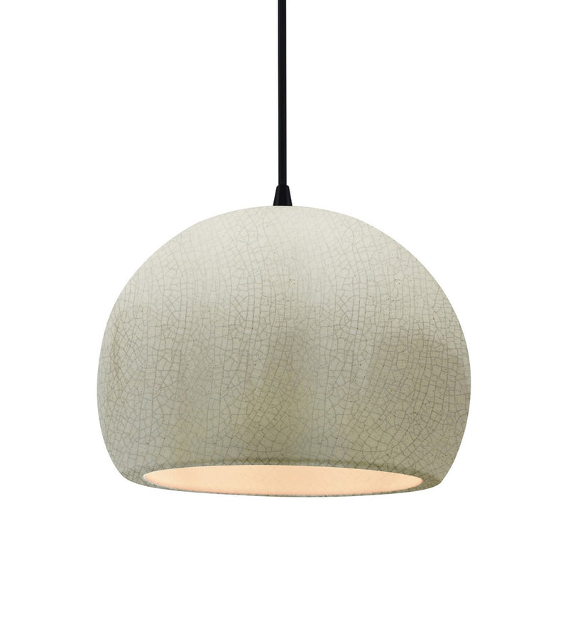 Justice Designs CER-6533-CRK-MBLK-BKCD One Light Pendant, White Crackle