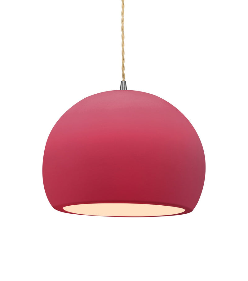 Justice Designs CER-6533-CRSE-NCKL-BEIG-TWST One Light Pendant, Cerise