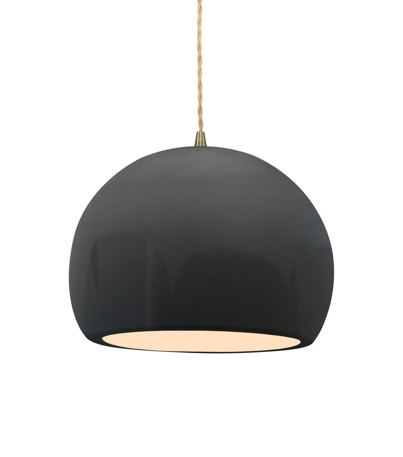 Justice Designs CER-6533-GRY-ABRS-BEIG-TWST One Light Pendant, Gloss Grey
