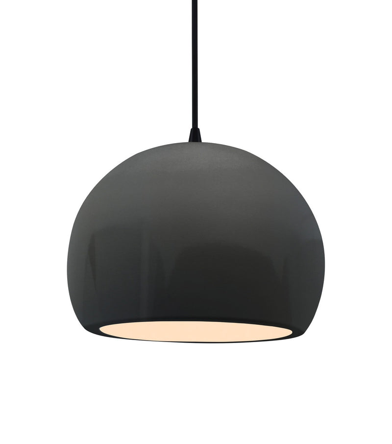 Justice Designs CER-6533-GRY-MBLK-BKCD One Light Pendant, Gloss Grey