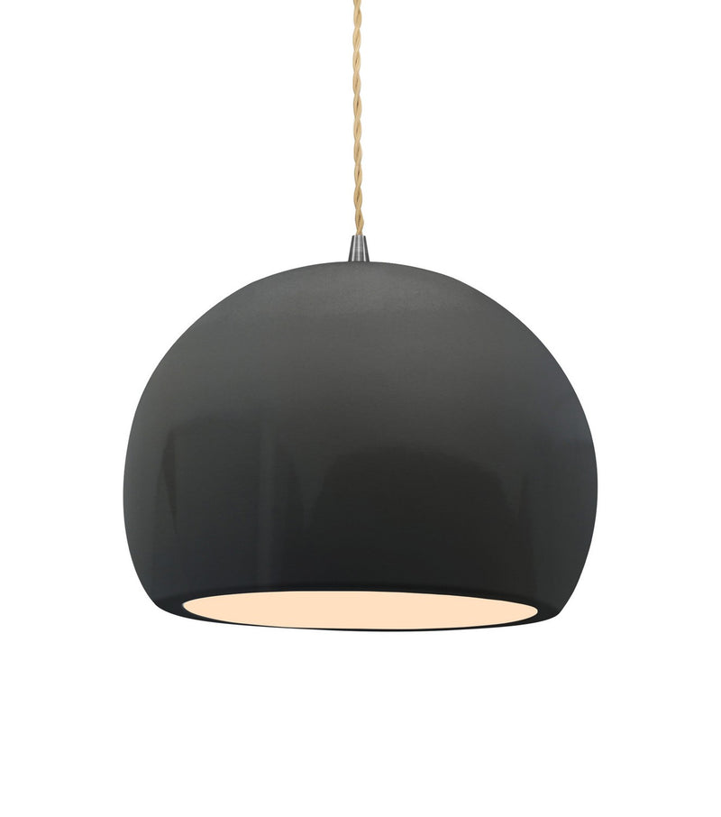 Justice Designs CER-6533-GRY-NCKL-BEIG-TWST One Light Pendant, Gloss Grey