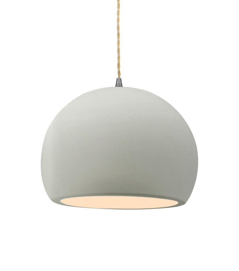Justice Designs CER-6533-MAT-NCKL-BEIG-TWST One Light Pendant, Matte White