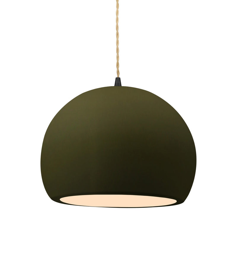 Justice Designs CER-6533-MGRN-MBLK-BEIG-TWST One Light Pendant, Matte Green