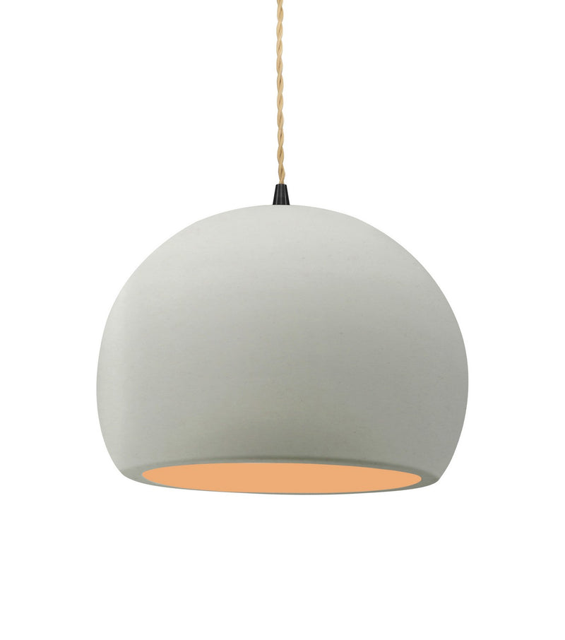 Justice Designs CER-6533-MTGD-MBLK-BEIG-TWST One Light Pendant, Matte White w/ Champagne Gold