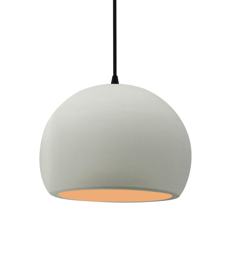 Justice Designs CER-6533-MTGD-MBLK-BKCD One Light Pendant, Matte White w/ Champagne Gold