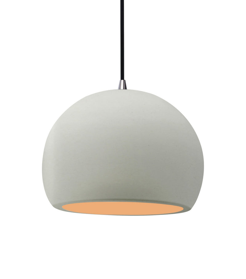 Justice Designs CER-6533-MTGD-NCKL-BKCD One Light Pendant, Matte White w/ Champagne Gold