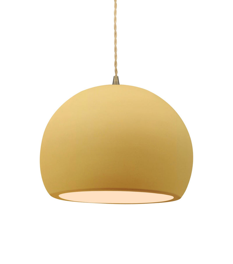 Justice Designs CER-6533-MYLW-ABRS-BEIG-TWST One Light Pendant, Muted Yellow