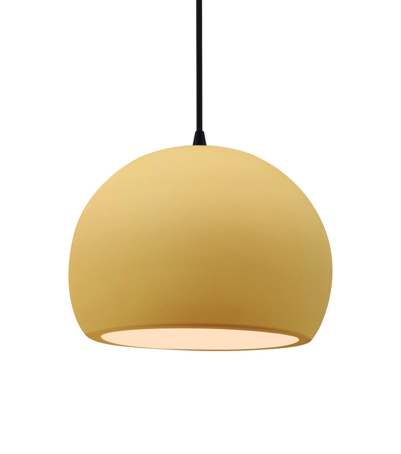 Justice Designs CER-6533-MYLW-MBLK-BKCD One Light Pendant, Muted Yellow