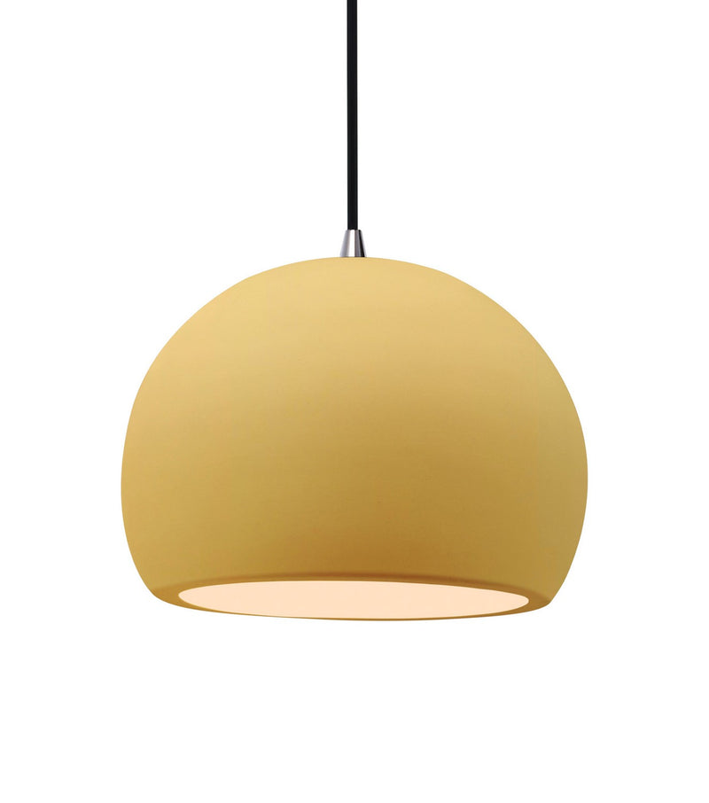 Justice Designs CER-6533-MYLW-NCKL-BKCD One Light Pendant, Muted Yellow