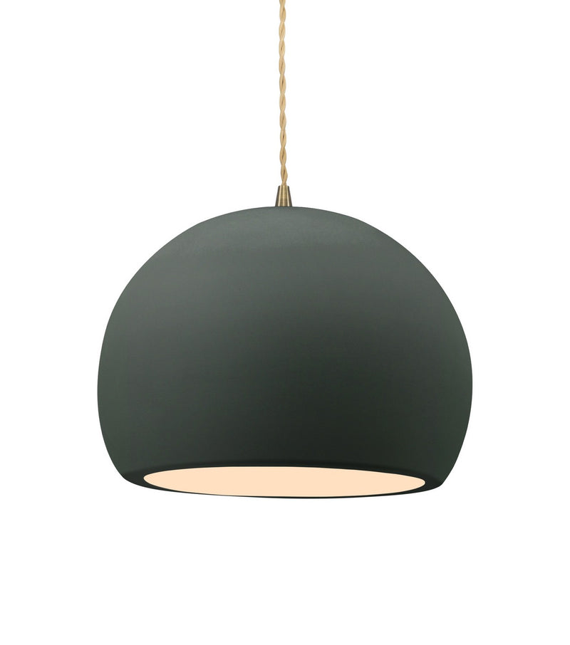 Justice Designs CER-6533-PWGN-ABRS-BEIG-TWST One Light Pendant, Pewter Green
