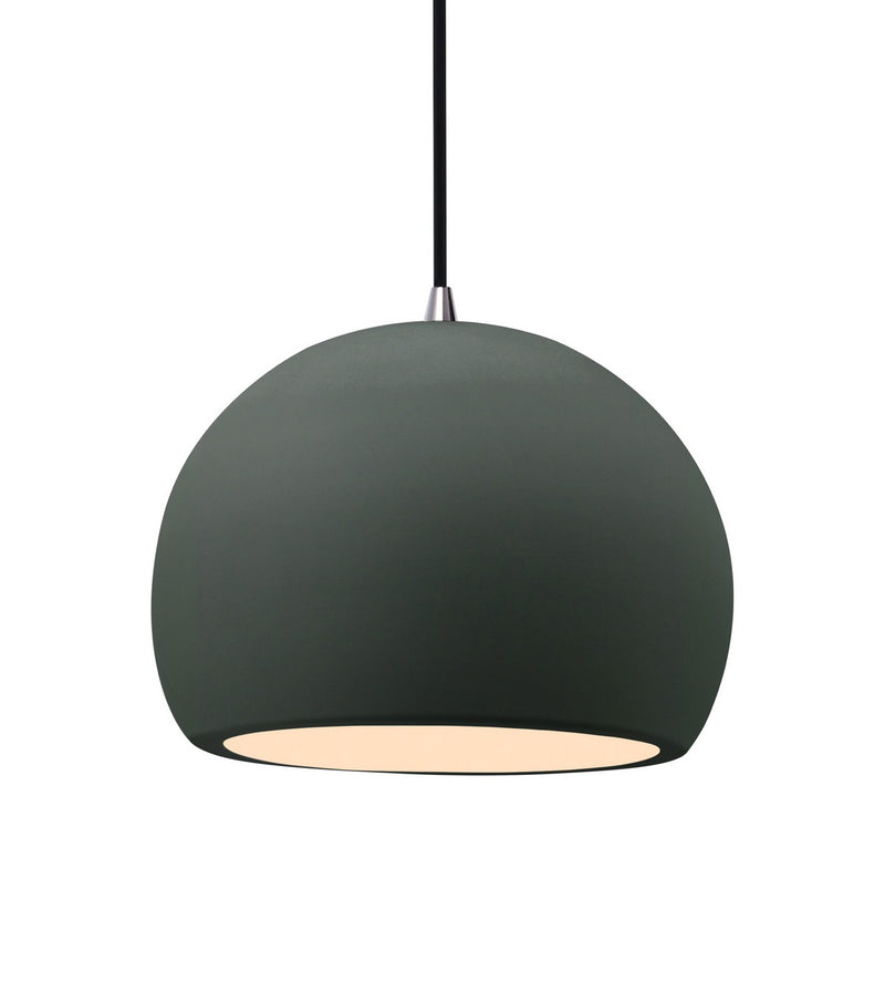 Justice Designs CER-6533-PWGN-NCKL-BKCD One Light Pendant, Pewter Green