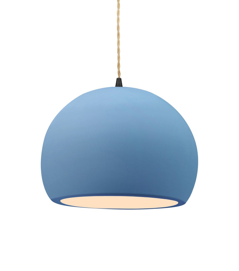 Justice Designs CER-6533-SKBL-MBLK-BEIG-TWST One Light Pendant, Sky Blue