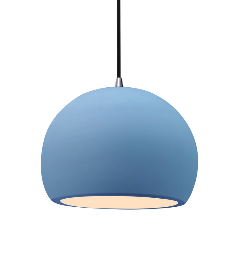 Justice Designs CER-6533-SKBL-NCKL-BKCD One Light Pendant, Sky Blue