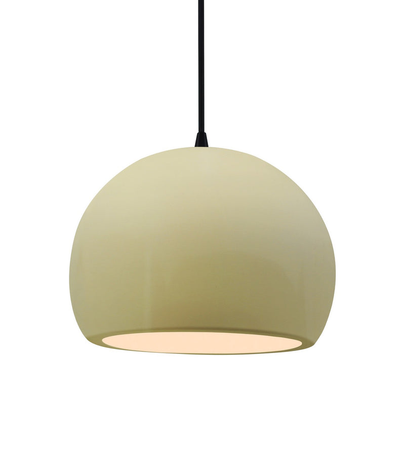 Justice Designs CER-6533-VAN-MBLK-BKCD One Light Pendant, Vanilla (Gloss)