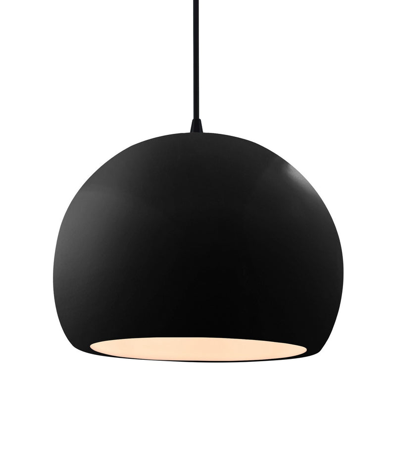 Justice Designs CER-6535-BKMT-MBLK-BKCD One Light Pendant, Gloss Black w/ Matte White