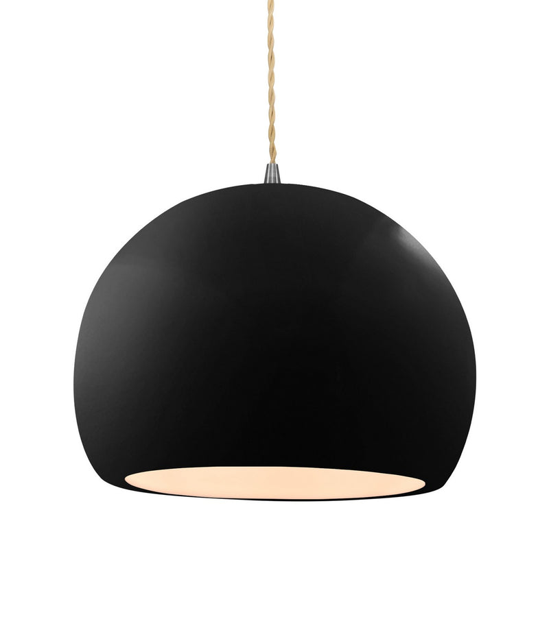 Justice Designs CER-6535-BKMT-NCKL-BEIG-TWST One Light Pendant, Gloss Black w/ Matte White