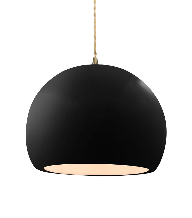 Justice Designs CER-6535-BLK-ABRS-BEIG-TWST One Light Pendant, Gloss Black