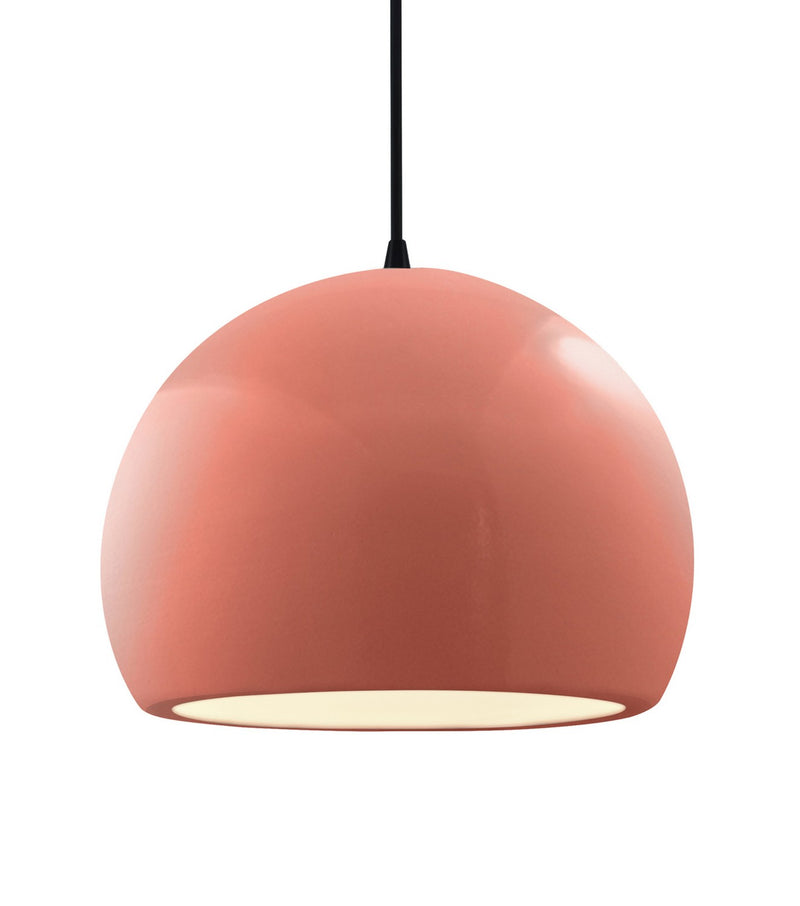 Justice Designs CER-6535-BSH-MBLK-BKCD One Light Pendant, Gloss Blush