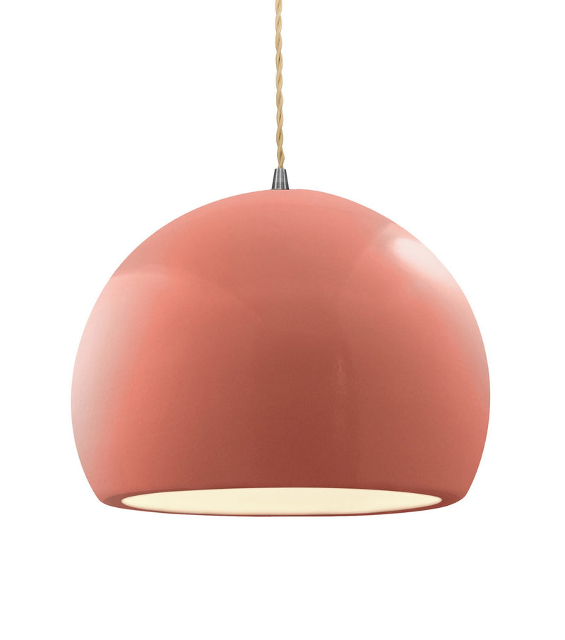 Justice Designs CER-6535-BSH-NCKL-BEIG-TWST One Light Pendant, Gloss Blush