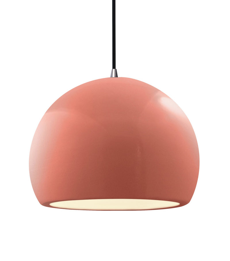 Justice Designs CER-6535-BSH-NCKL-BKCD One Light Pendant, Gloss Blush