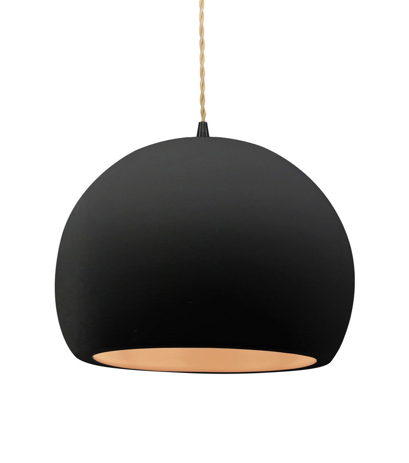 Justice Designs CER-6535-CBGD-MBLK-BEIG-TWST One Light Pendant, Carbon Matte Black w/ Champagne Gold
