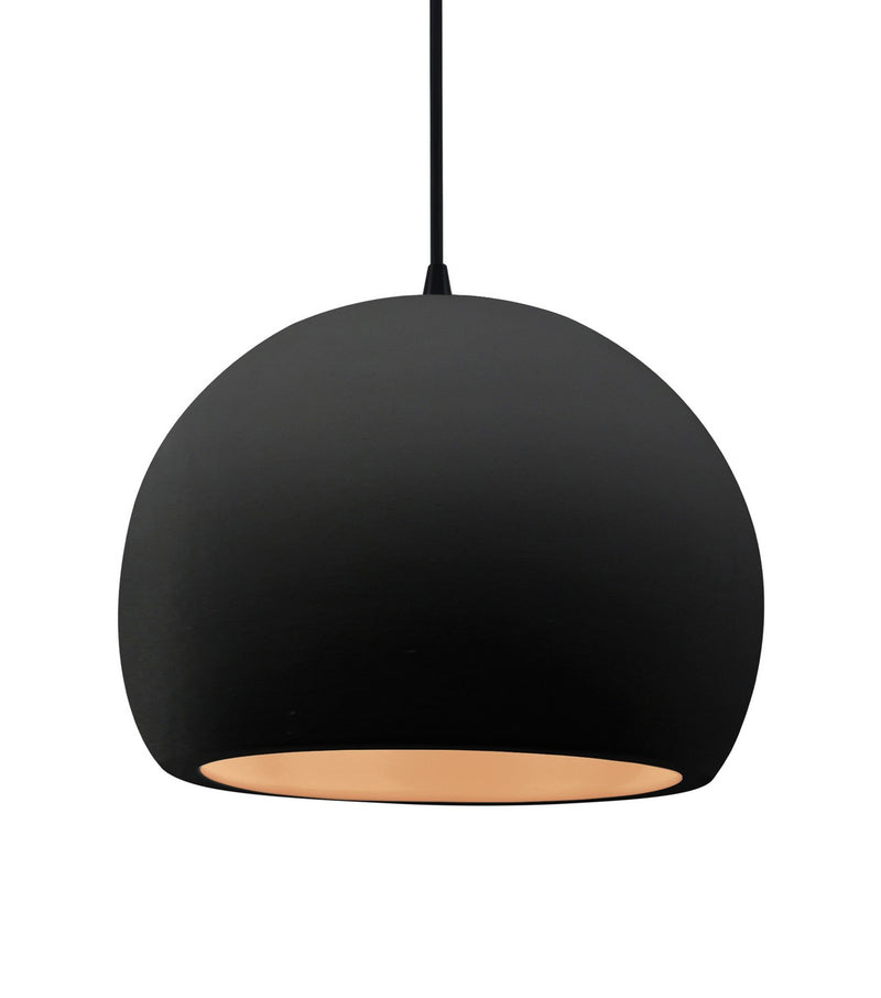 Justice Designs CER-6535-CBGD-MBLK-BKCD One Light Pendant, Carbon Matte Black w/ Champagne Gold