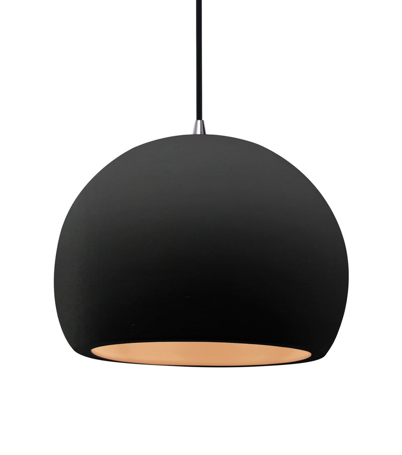 Justice Designs CER-6535-CBGD-NCKL-BKCD One Light Pendant, Carbon Matte Black w/ Champagne Gold