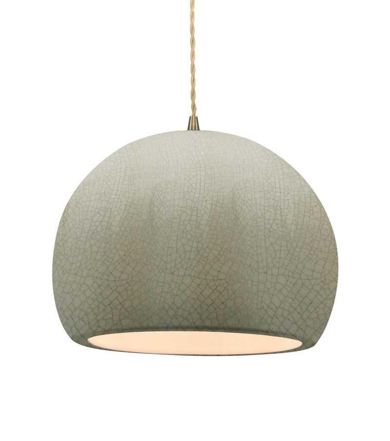 Justice Designs CER-6535-CKC-ABRS-BEIG-TWST One Light Pendant, Celadon Green Crackle