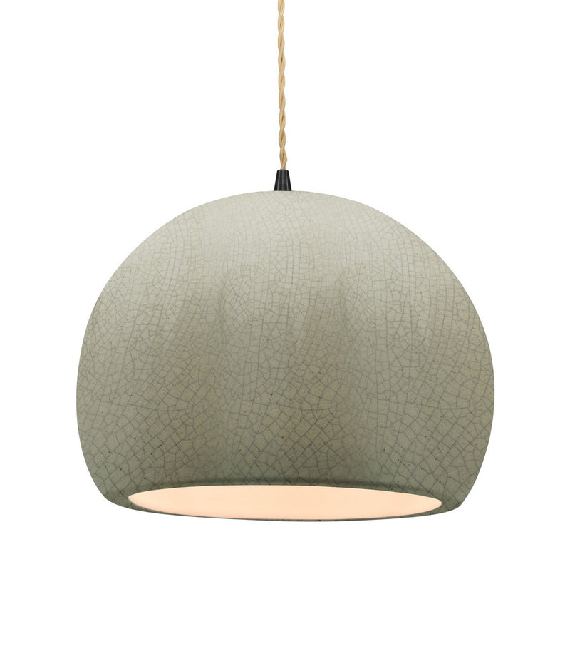 Justice Designs CER-6535-CKC-MBLK-BEIG-TWST One Light Pendant, Celadon Green Crackle