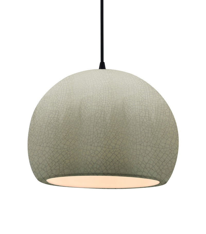 Justice Designs CER-6535-CKC-MBLK-BKCD One Light Pendant, Celadon Green Crackle