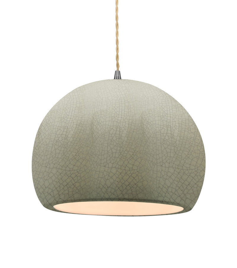 Justice Designs CER-6535-CKC-NCKL-BEIG-TWST One Light Pendant, Celadon Green Crackle